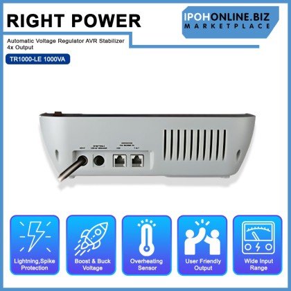 RIGHT POWER TR1000-LE 1000VA  Automatic Voltage Regulator AVR Stabilizer 4x Output