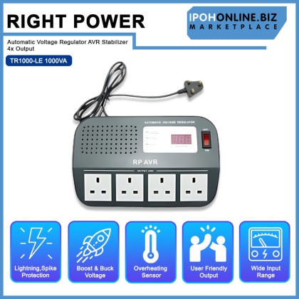RIGHT POWER TR1000-LE 1000VA  Automatic Voltage Regulator AVR Stabilizer 4x Output