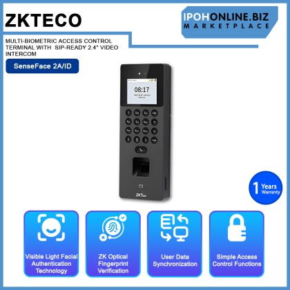 ZKTECO SENSEFACE 2A/ID MULTI-BIOMETRIC ACCESS CONTROL TERMINAL WITH SIP-READY 2.4" VIDEO INTERCOM