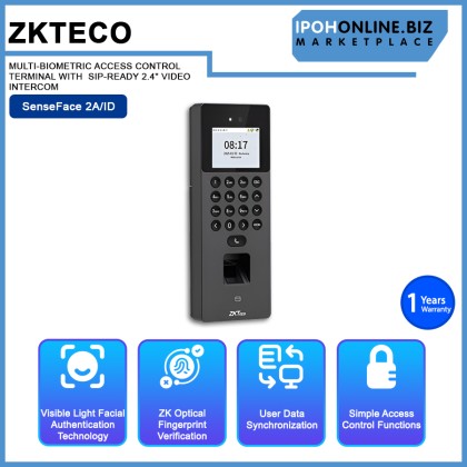 ZKTECO SENSEFACE 2A/ID MULTI-BIOMETRIC ACCESS CONTROL TERMINAL WITH SIP-READY 2.4" VIDEO INTERCOM