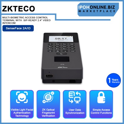 ZKTECO SENSEFACE 2A/ID MULTI-BIOMETRIC ACCESS CONTROL TERMINAL WITH SIP-READY 2.4" VIDEO INTERCOM