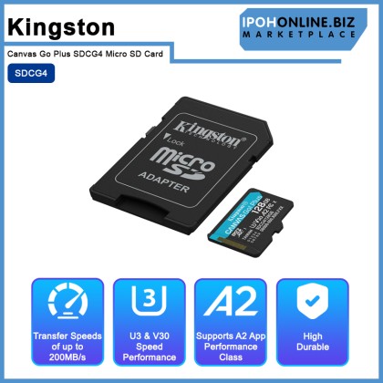 Kingston Canvas Go Plus SDCG4 Micro SD Card with 4K Video Drones & Smartphone(128GB/256GB/512GB/1TB)