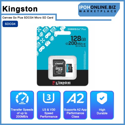 Kingston Canvas Go Plus SDCG4 Micro SD Card with 4K Video Drones & Smartphone(128GB/256GB/512GB/1TB)