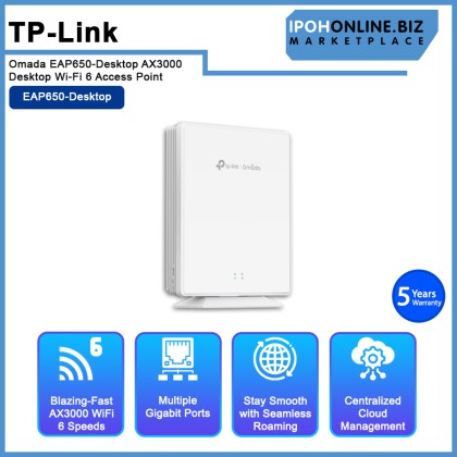 TP-Link Omada EAP650-Desktop AX3000 Desktop Wi-Fi 6 Access Point