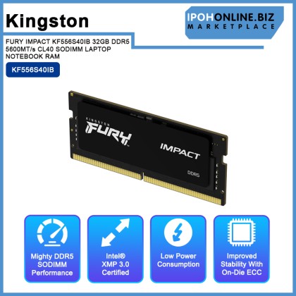 KINGSTON FURY IMPACT KF556S40IB 32GB DDR5 5600MT/s CL40 SODIMM LAPTOP NOTEBOOK RAM