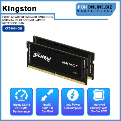 KINGSTON FURY IMPACT KF556S40IB 32GB DDR5 5600MT/s CL40 SODIMM LAPTOP NOTEBOOK RAM