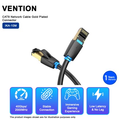 VENTION CAT8 SSTP 40Gps 2000Mhz 28AWG Super Speed RJ45 Network Cable Gold Plated Connector - 10M