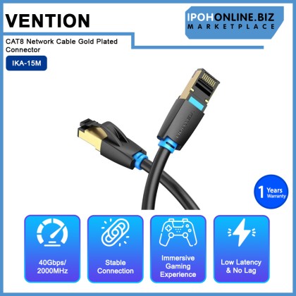 VENTION CAT8 SSTP 40Gps 2000Mhz 28AWG Super Speed RJ45 Network Cable Gold Plated Connector - 15M