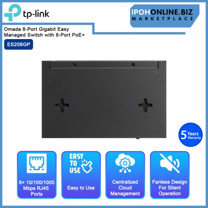 TP-LINK ES208GP Omada 8-Port Gigabit Easy Managed Switch with 8-Port PoE+