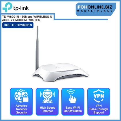 TP-LINK TD-W8901N 150Mbps WIRELESS N ADSL 2+ MODEM ROUTER TP-LINK TD-W8901N 150Mbps WIRELESS N ADSL 2+ MODEM ROUTER