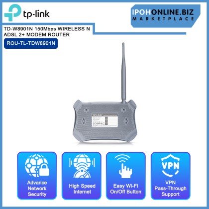 TP-LINK TD-W8901N 150Mbps WIRELESS N ADSL 2+ MODEM ROUTER TP-LINK TD-W8901N 150Mbps WIRELESS N ADSL 2+ MODEM ROUTER