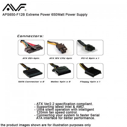 AVF Extreme Power Supply 650W 230V Ultra Silent PSU