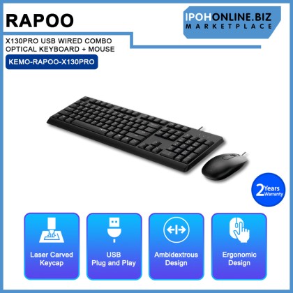 RAPOO X130PRO USB WIRED COMBO OPTICAL KEYBOARD + MOUSE