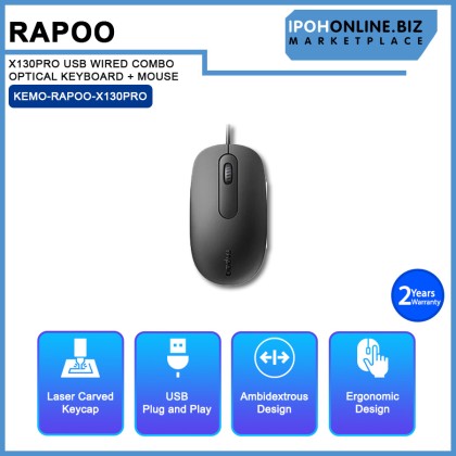 RAPOO X130PRO USB WIRED COMBO OPTICAL KEYBOARD + MOUSE