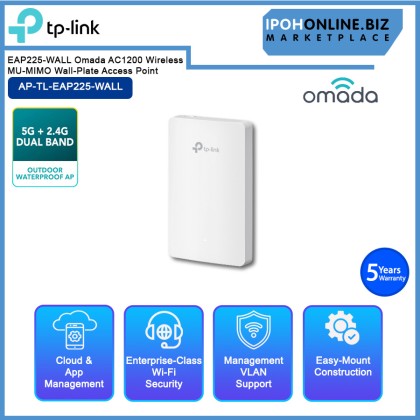 TP-LINK EAP225-WALL Omada AC1200 Wireless MU-MIMO Wall-Plate Access Point