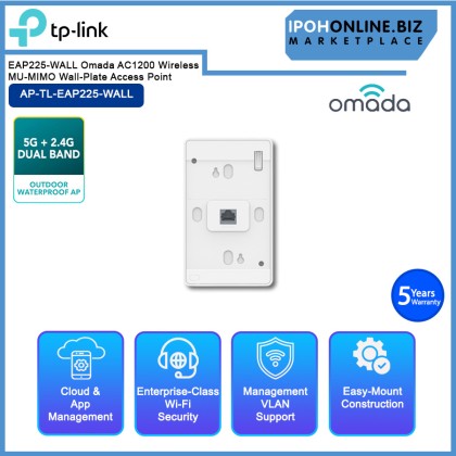 TP-LINK EAP225-WALL Omada AC1200 Wireless MU-MIMO Wall-Plate Access Point