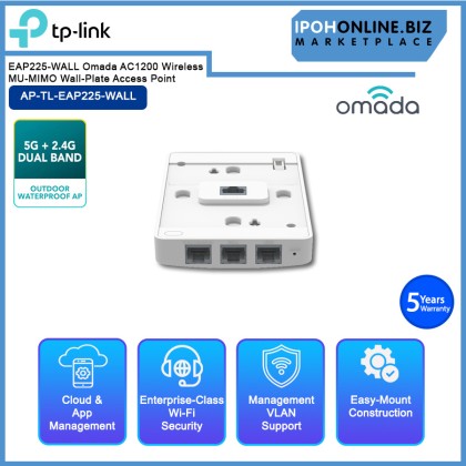 TP-LINK EAP225-WALL Omada AC1200 Wireless MU-MIMO Wall-Plate Access Point