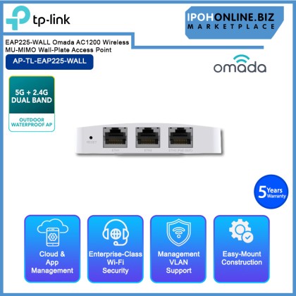 TP-LINK EAP225-WALL Omada AC1200 Wireless MU-MIMO Wall-Plate Access Point