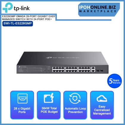 TP-LINK ES228GMP OMADA 28-PORT GIGABIT EASY MANAGED SWITCH WITH 24-PORT POE+