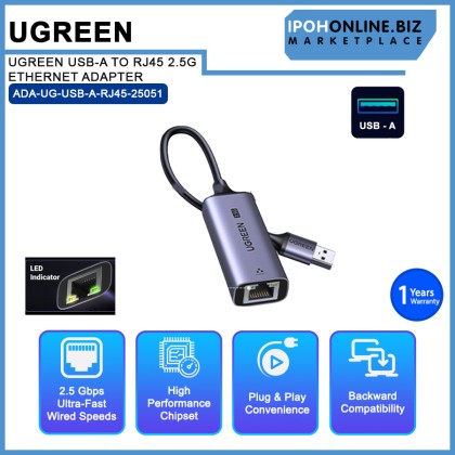 UGREEN USB-A TO RJ45 2.5G ETHERNET ADAPTER UGREEN USB-A TO RJ45 2.5G ETHERNET ADAPTER