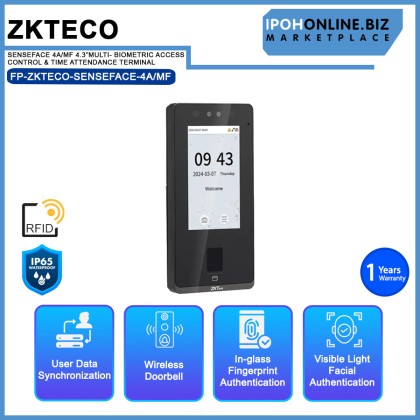 ZKTECO SENSEFACE 4A/MF  4.3"MULTI- BIOMETRIC ACCESS CONTROL & TIME ATTENDANCE TERMINAL