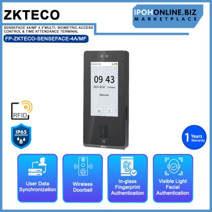 ZKTECO SENSEFACE 4A/MF  4.3"MULTI- BIOMETRIC ACCESS CONTROL & TIME ATTENDANCE TERMINAL