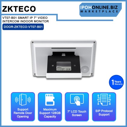 ZKTECO VT07-B01 SMART IP 7" VIDEO INTERCOM INDOOR MONITOR