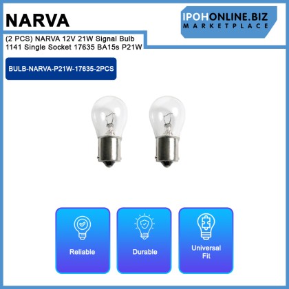 (2 PCS) NARVA 12V 21W Signal Bulb 1141 Single Socket 17635 BA15s P21W