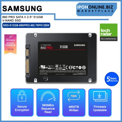 SAMSUNG 860 PRO SATA II 2.5" 512GB V-NAND SSD