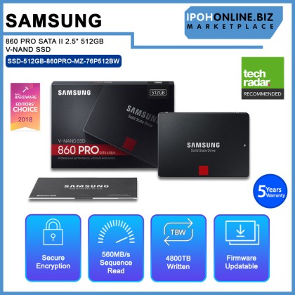 SAMSUNG 860 PRO SATA II 2.5" 512GB V-NAND SSD