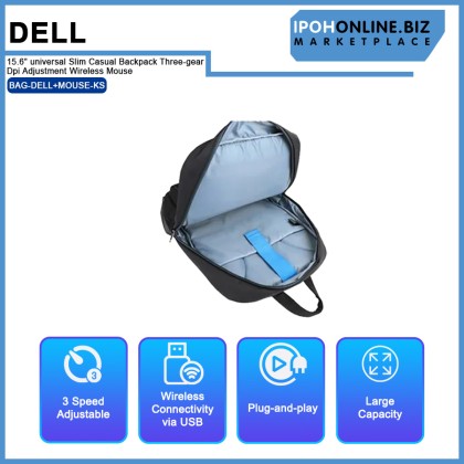 Dell Computer Bag Mouse Set CM2023D 15.6" universal Slim Casual Backpack Three-gear Dpi Adjustment Wireless Mouse