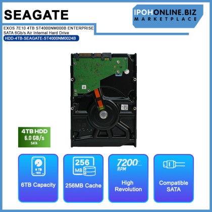 SEAGATE EXOS 7E10 4TB ST4000NM000B ENTERPRISE 3.5 HDD 7200rpm 256MB Cache SATA 6Gb/s Air Internal Hard Drive