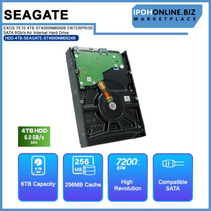 SEAGATE EXOS 7E10 4TB ST4000NM000B ENTERPRISE 3.5 HDD 7200rpm 256MB Cache SATA 6Gb/s Air Internal Hard Drive