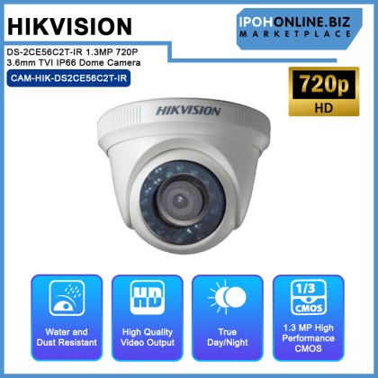 HikVision DS-2CE56C2T-IR 1.3MP 720P 3.6mm TVI IP66 Dome Camera