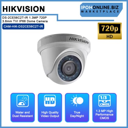 HikVision DS-2CE56C2T-IR 1.3MP 720P 3.6mm TVI IP66 Dome Camera