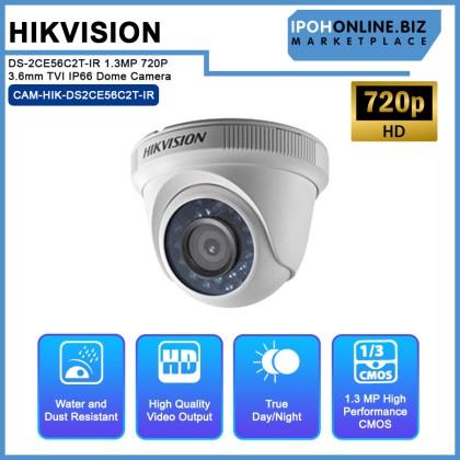 HikVision DS-2CE56C2T-IR 1.3MP 720P 3.6mm TVI IP66 Dome Camera