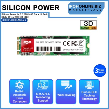Silicon Power M.2 2280 M55 Sata III Solid State Drive 240 GB SSD - SP240GBSS3M55M28 Silicon Power M.2 2280 M55 Sata III Solid State Drive 240 GB SSD - SP240GBSS3M55M28