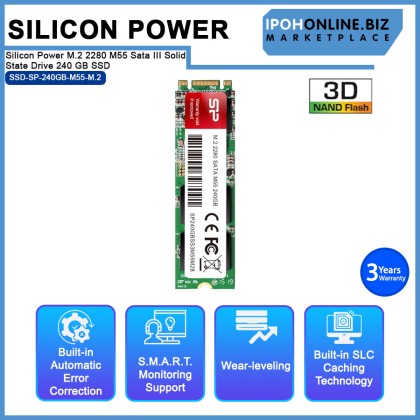 Silicon Power M.2 2280 M55 Sata III Solid State Drive 240 GB SSD - SP240GBSS3M55M28 Silicon Power M.2 2280 M55 Sata III Solid State Drive 240 GB SSD - SP240GBSS3M55M28