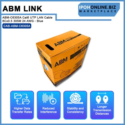 ABM Link ABM-C6305A Cat6 UTP LAN Cable 8Cx0.5 305M 24 AWG - Blue