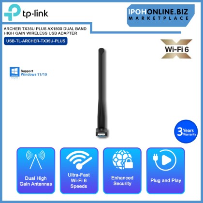 TP-LINK ARCHER TX35U PLUS AX1800 DUAL BAND HIGH GAIN WIRELESS USB ADAPTER