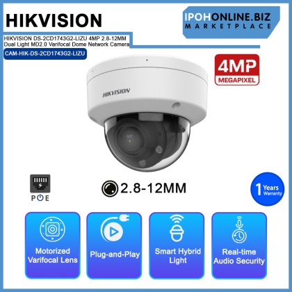 HIKVISION DS-2CD1743G2-LIZU 4MP 2.8-12MM Dual Light MD2.0 Varifocal Dome Network Camera