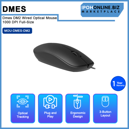 Dmes DM2 USB Wired Optical Mouse 1000 DPI Full-Size