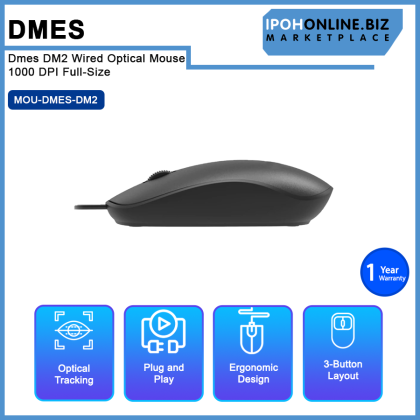 Dmes DM2 USB Wired Optical Mouse 1000 DPI Full-Size