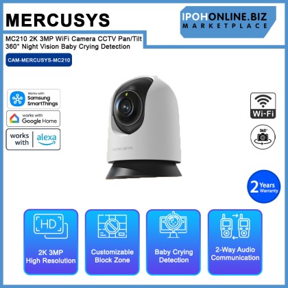 Mercusys MC210 2K 3MP WiFi Camera CCTV Pan/Tilt 360° Night Vision Baby Crying Detection Mercusys MC210 2K 3MP WiFi Camera CCTV Pan/Tilt 360° Night Vision Baby Crying Detection