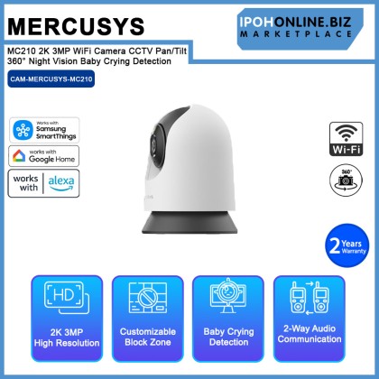Mercusys MC210 2K 3MP WiFi Camera CCTV Pan/Tilt 360° Night Vision Baby Crying Detection Mercusys MC210 2K 3MP WiFi Camera CCTV Pan/Tilt 360° Night Vision Baby Crying Detection