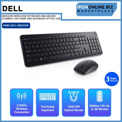 DELL KM3322W WIRELESS KEYBOARD AND MOUSE (COMBO) FOR HOME AND BUSINESS OFFICE USE
