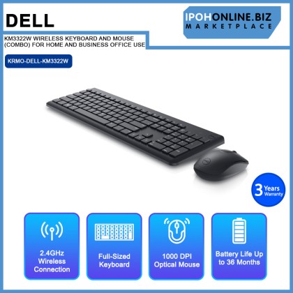 DELL KM3322W WIRELESS KEYBOARD AND MOUSE (COMBO) FOR HOME AND BUSINESS OFFICE USE