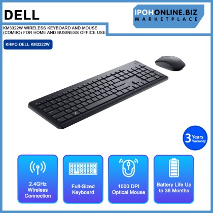 DELL KM3322W WIRELESS KEYBOARD AND MOUSE (COMBO) FOR HOME AND BUSINESS OFFICE USE