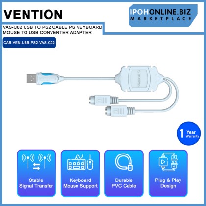 VENTION VAS-C02 USB TO PS/2 CABLE PS/ KEYBOARD MOUSE TO USB CONVERTER ADAPTER VENTION VAS-C02 USB TO PS/2 CABLE PS/ KEYBOARD MOUSE TO USB CONVERTER ADAPTER