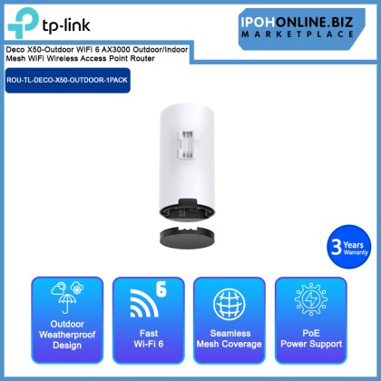 TP-LINK Deco X50-Outdoor WiFi 6 AX3000 Outdoor/Indoor  Mesh WiFi Wireless Access Point Router